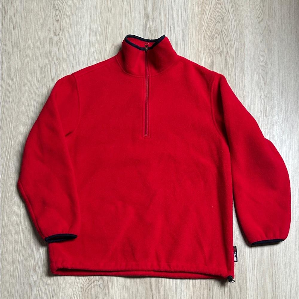Vintage Woolrich Men’s Red Fleece quarter zip pullover winter Jacket